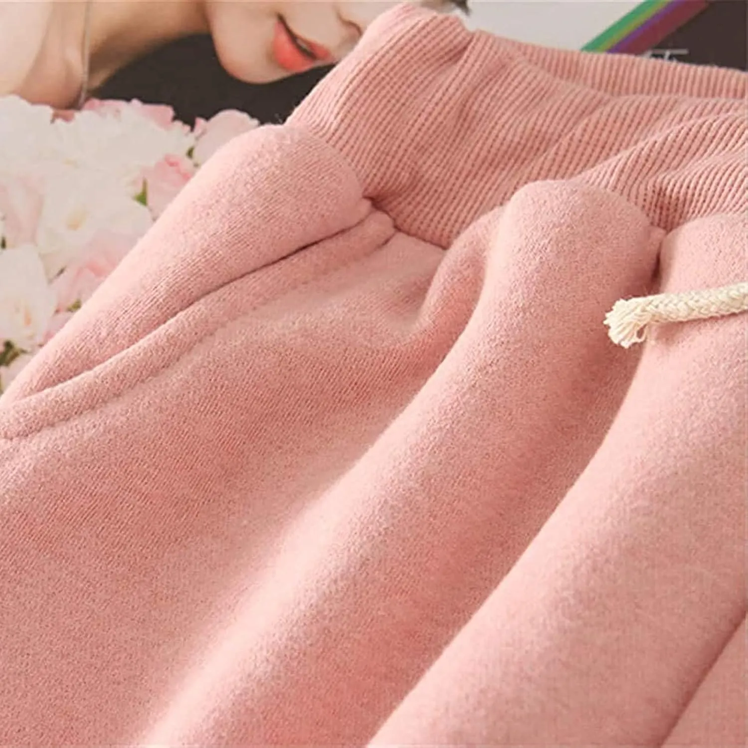 Binmer 2024 Women's Winter Warm Fleece Joggers Pants Sherpa Lined Athletic Workout Sweatpants Plus Size Drawstring Leggings