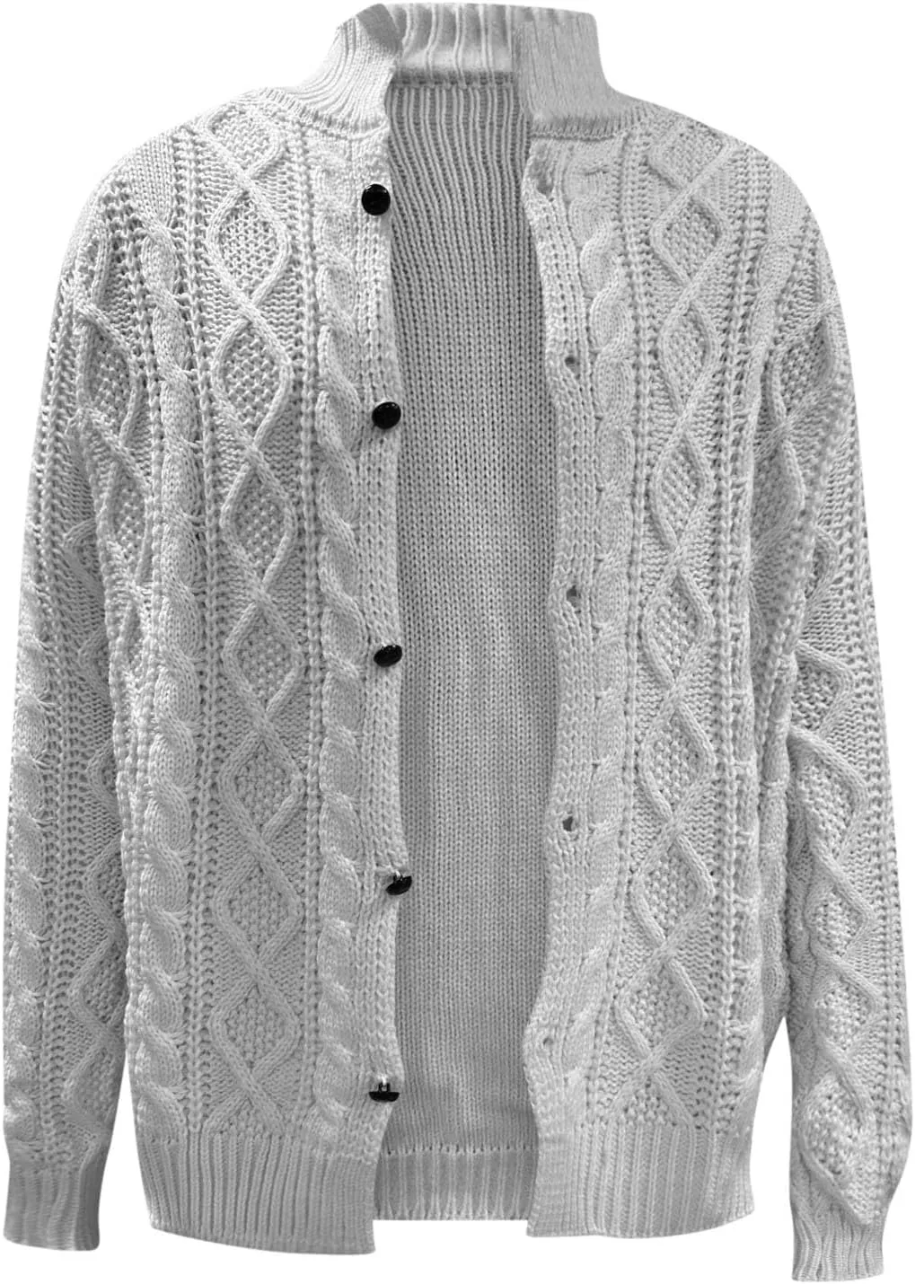 Cable Knit Cardigan for Men Casual Chunky Sweater Coat Long Sleeve Fall Winter Knitted Button Down Sweaters Jacket