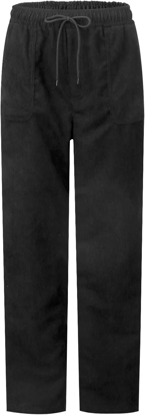 Comfy Corduroy Pants for Women Straight Leg Elastic Waist Pants Casual Pants Trousers with Pockets 2024