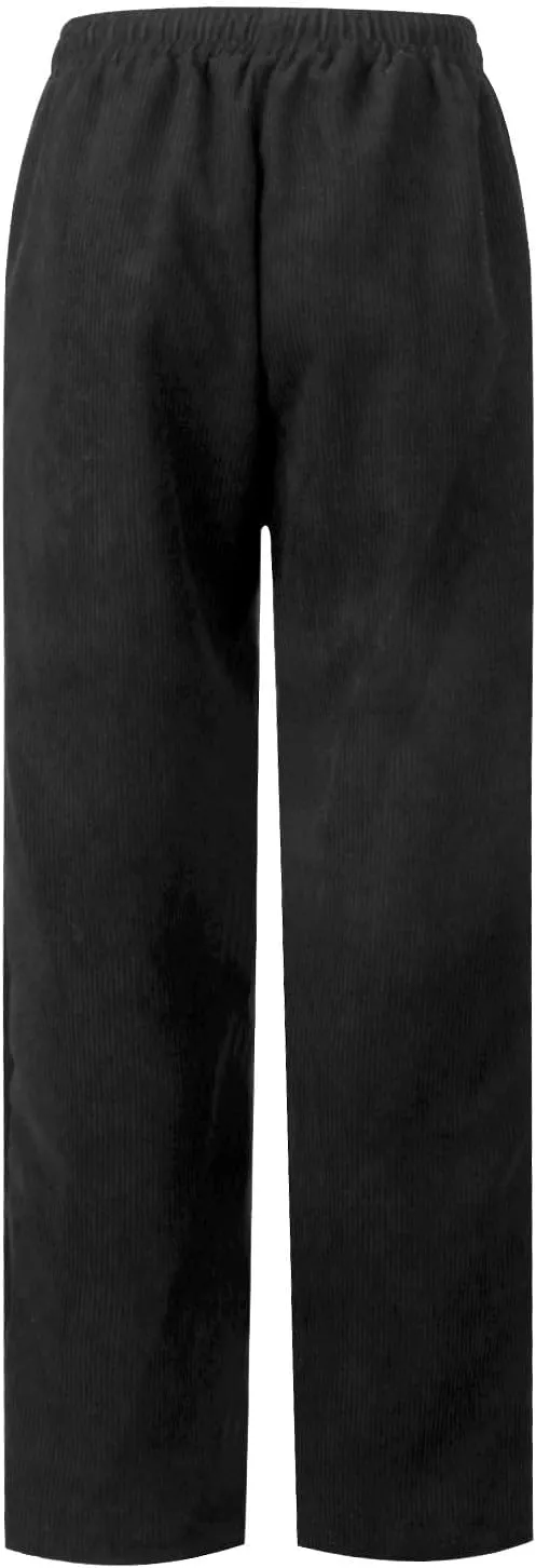 Comfy Corduroy Pants for Women Straight Leg Elastic Waist Pants Casual Pants Trousers with Pockets 2024