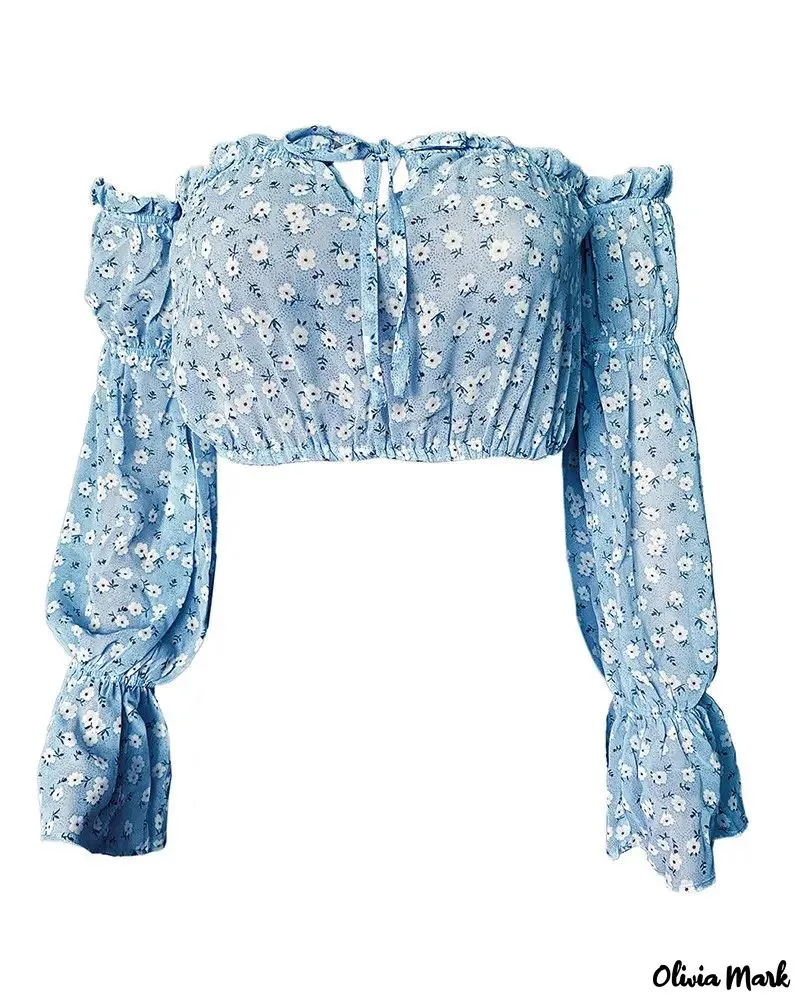 Deanwangkt - Floral Off Shoulder Ruffle Hem Blouse