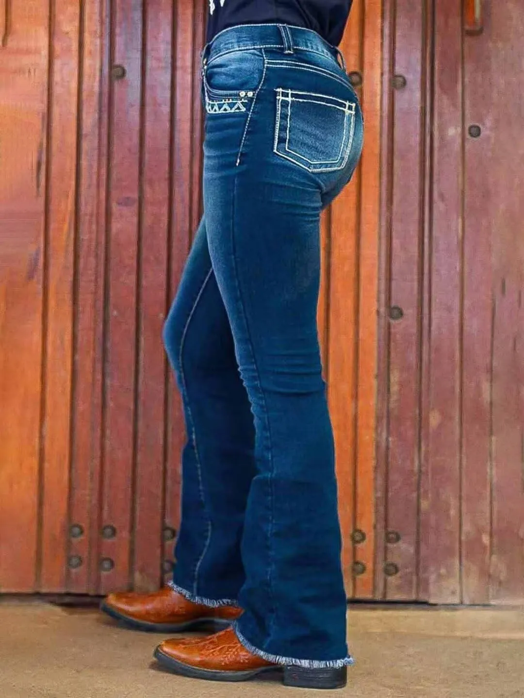 Flamingals Women's Butt Lifting Bootcut Jeans Mid Waist Straight Leg Stretchy Curvy Tummy Control Denim Jeans