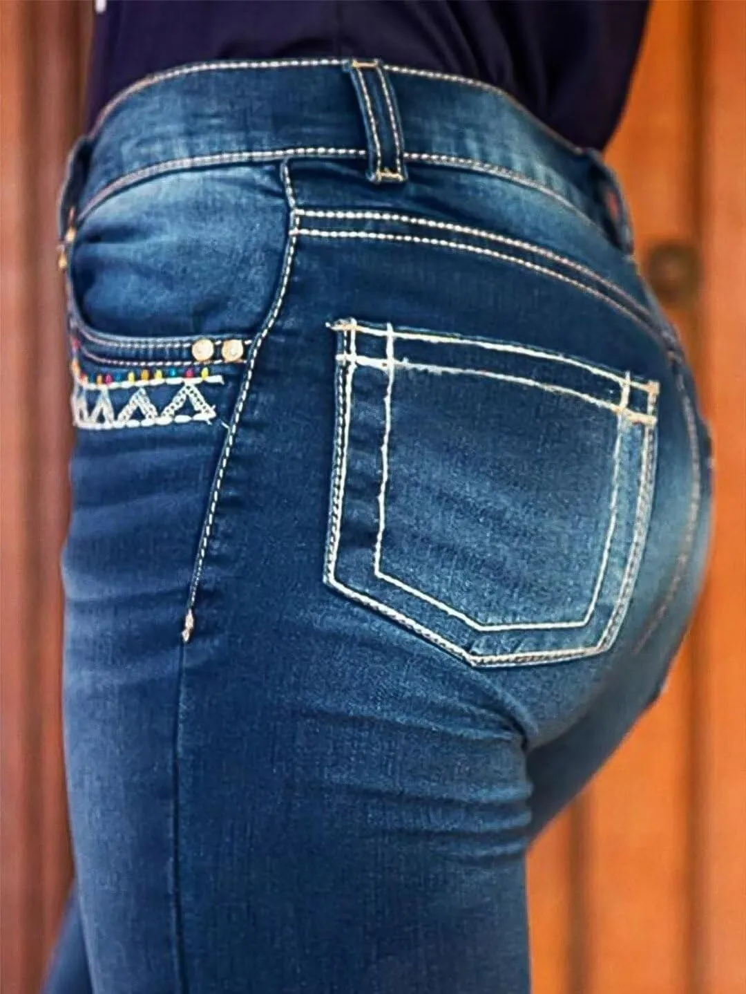 Flamingals Women's Butt Lifting Bootcut Jeans Mid Waist Straight Leg Stretchy Curvy Tummy Control Denim Jeans
