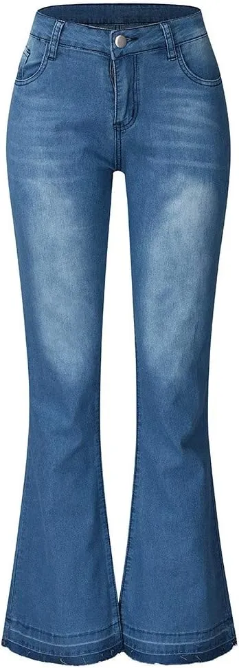 Jeans for Women Trendy,Butt Lifting Low Rise Bell Bottom Jeans for Women Stretch Wide Leg Pants Bootcut Denim Pants