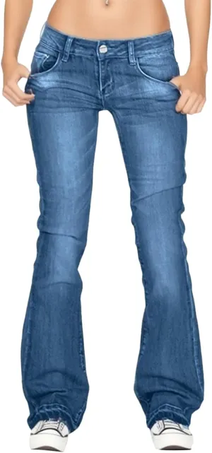 Jeans for Women Trendy,Butt Lifting Low Rise Bell Bottom Jeans for Women Stretch Wide Leg Pants Bootcut Denim Pants