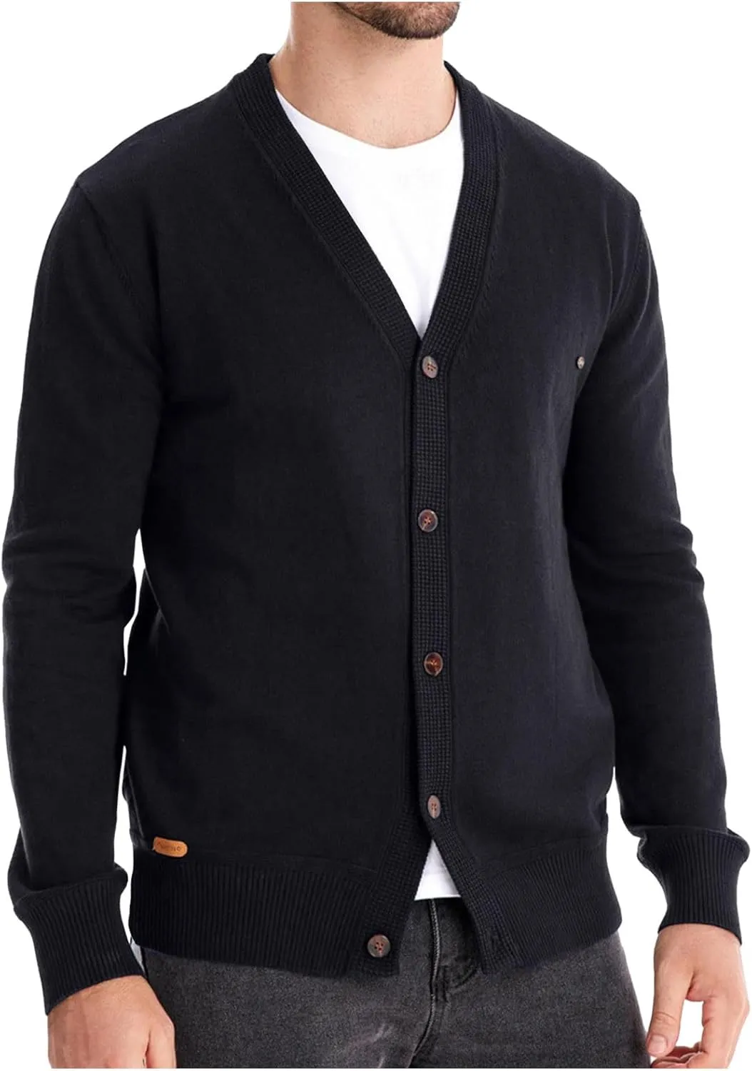 Men's Button Down Sweater Cardigan Long Sleeve V Neck Knitted Sweaters Casual Fall Knit Coat Solid Ribbed Jacket