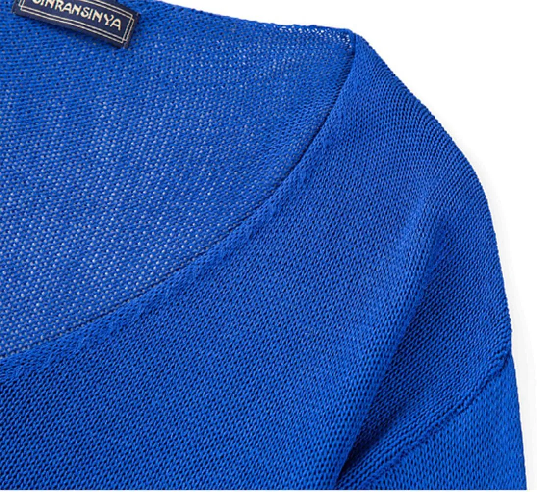 Men's Oversized V Neck Sweater Long Sleeve Solid Color Knit Pullover Fall Winter Fashion Basic Jumper Tops