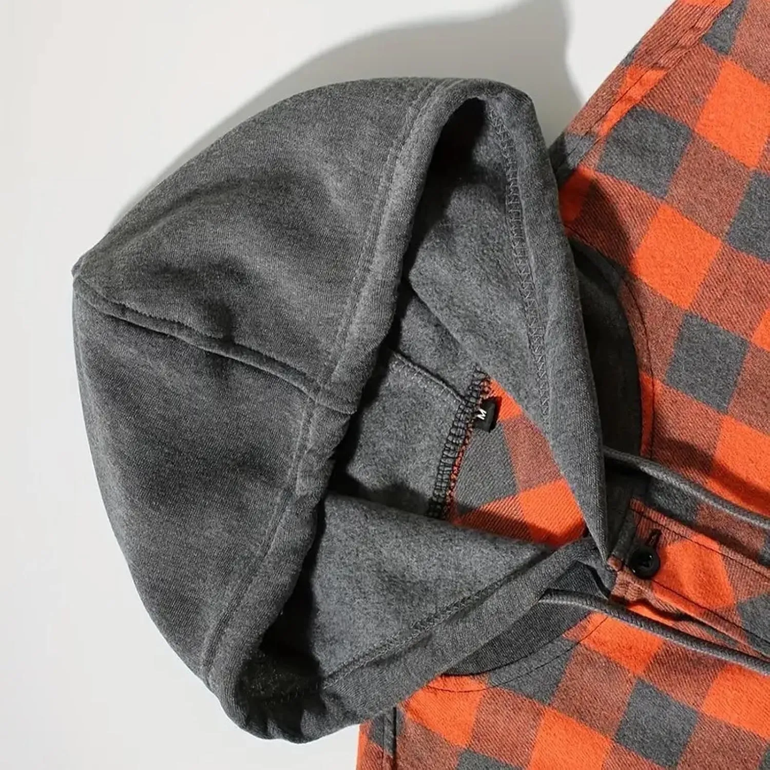 Men's Plaid Hooded Shirts Casual Long Sleeve Lightweight Shirt Button Down Flannel Plaid Jckets with Pocket