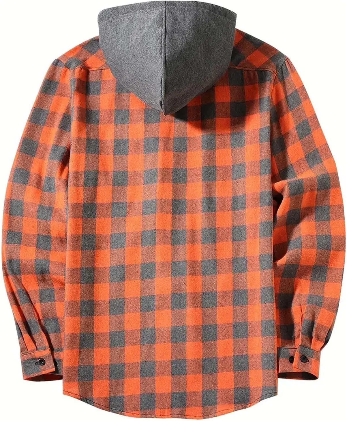 Men's Plaid Hooded Shirts Casual Long Sleeve Lightweight Shirt Button Down Flannel Plaid Jckets with Pocket