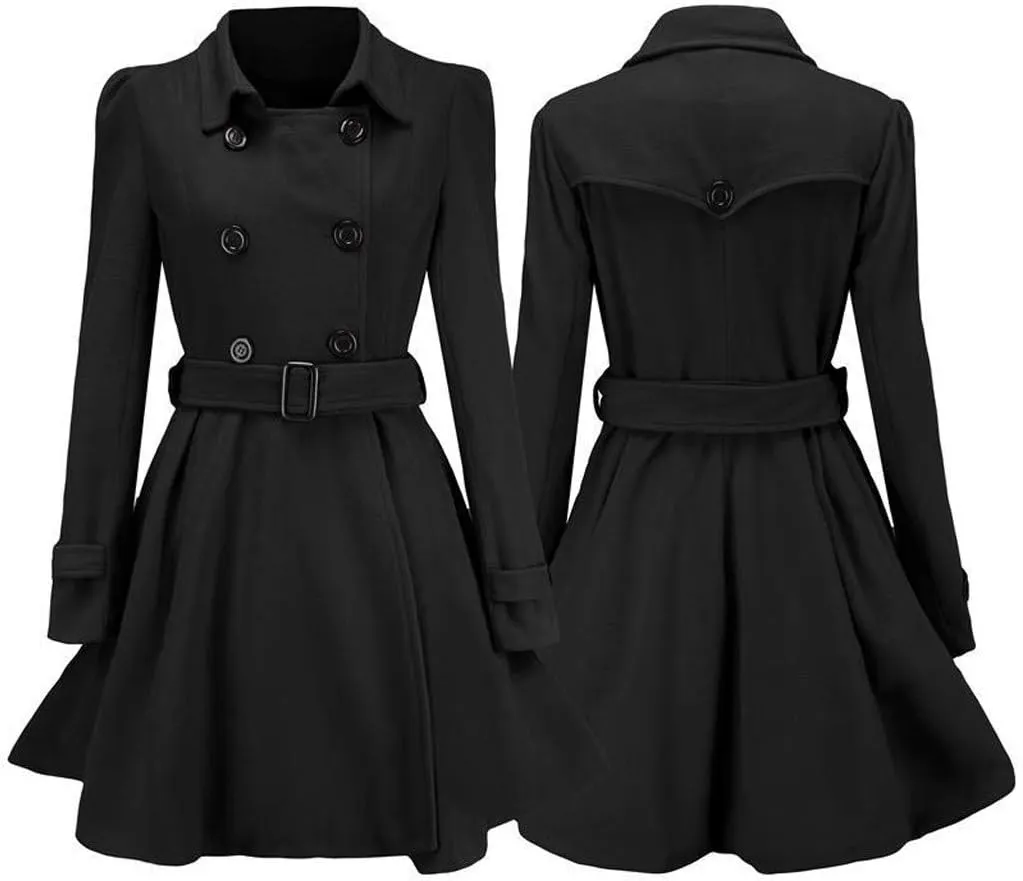 Pea Coats for Women Button Up Wool Coats Tweed Coat Plus Size Y2K Cardigan Fall Winter Long Sleeve Jacket Warm Outwear