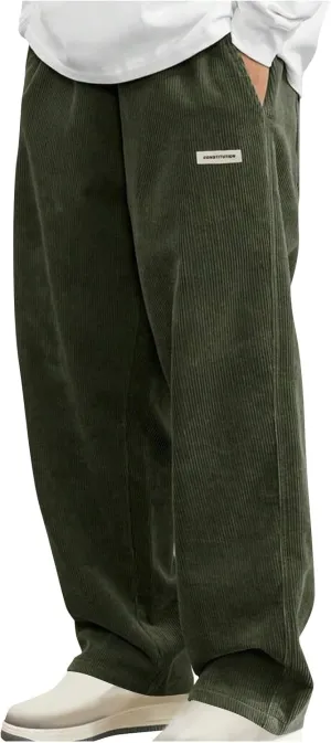Sweatpants for Men Open Bottom Straight Leg Pants Fashion Comfy Corduroy Wide Leg Slacks Drawstring Waisted Trousers