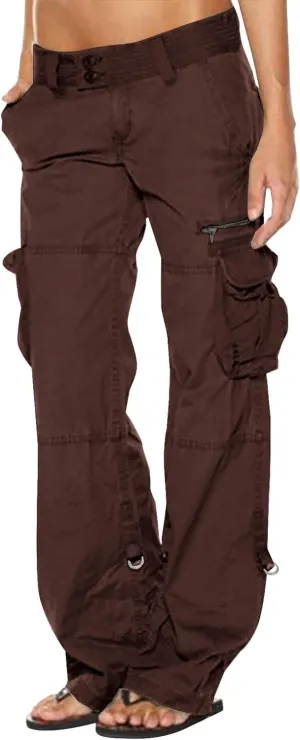 TANGNADE Women's High Rise Straight Leg Y2K Streetwear Cargo Pants Baggy Pants with Pocket Summer Pants for Women 2024