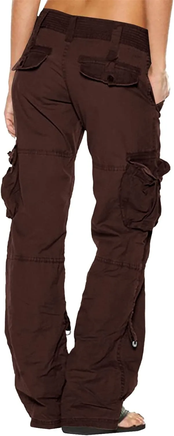 TANGNADE Women's High Rise Straight Leg Y2K Streetwear Cargo Pants Baggy Pants with Pocket Summer Pants for Women 2024