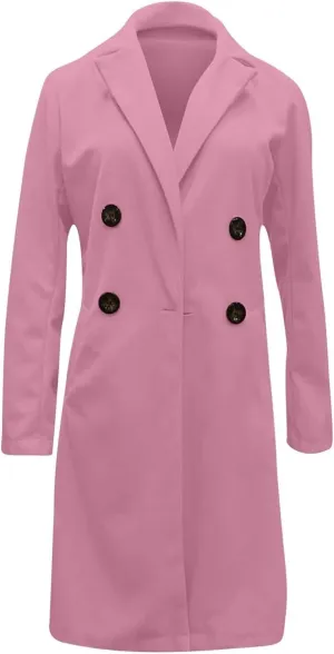 Trench Coat for Women 2024 Fall Winter Trendy Button Long Outwear Solid Color Long Sleeve Cute Jacket with Pockets