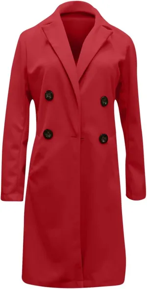 Trench Coat for Women 2024 Fall Winter Trendy Button Long Outwear Solid Color Long Sleeve Cute Jacket with Pockets
