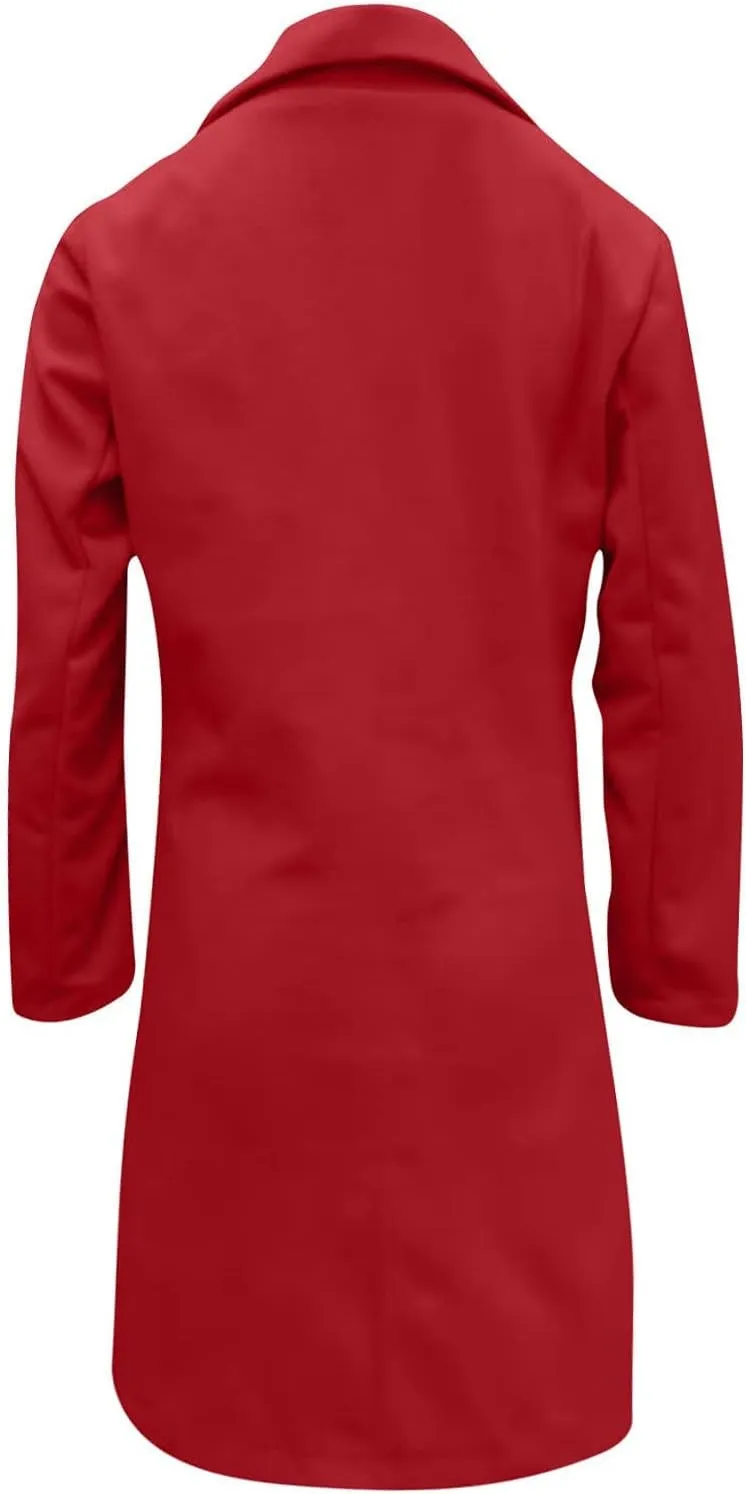 Trench Coat for Women 2024 Fall Winter Trendy Button Long Outwear Solid Color Long Sleeve Cute Jacket with Pockets