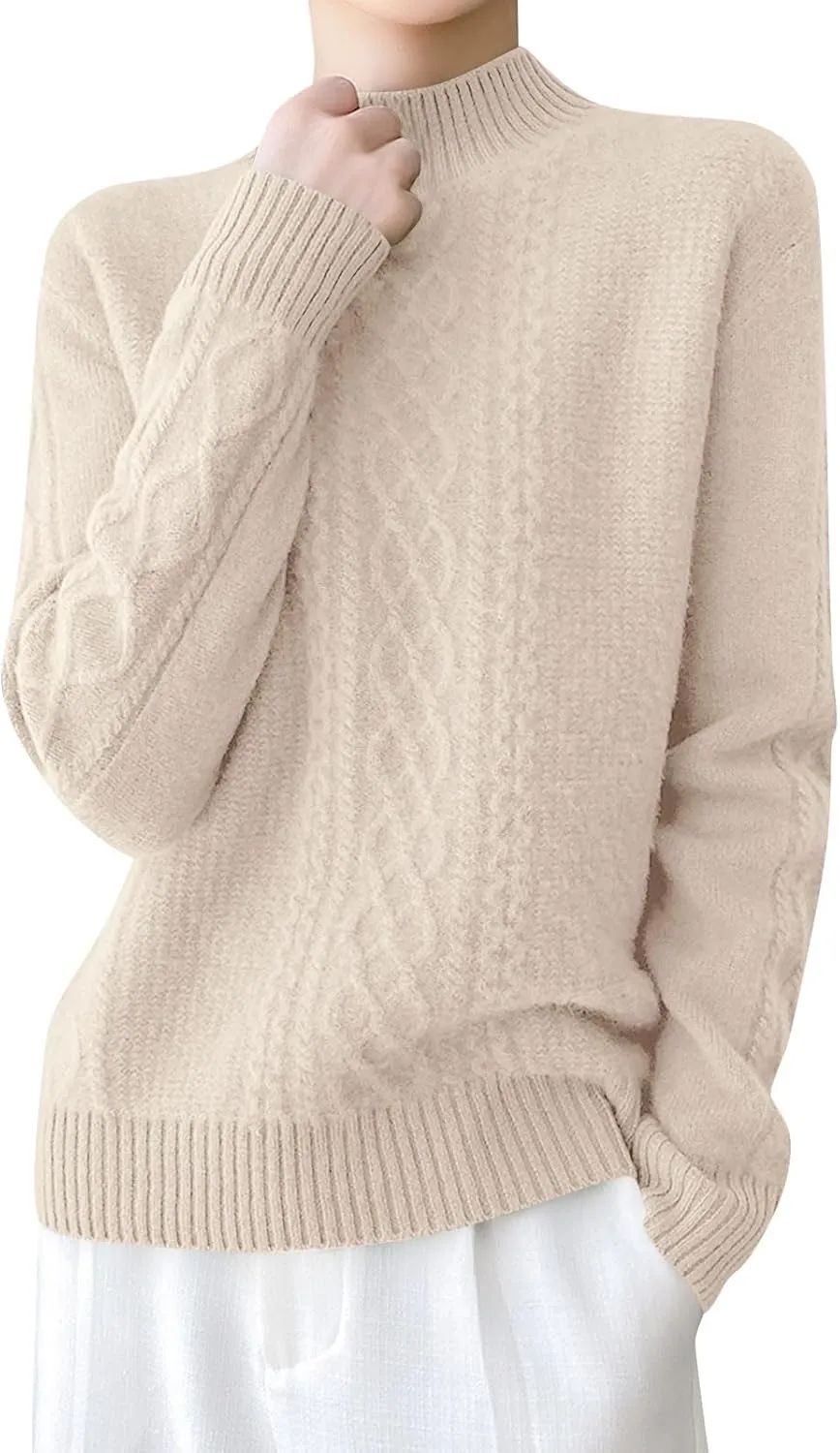 Women's 2024 Fall Mock Neck Long Sleeve Y2k Sweater Ribbed Knit Oversized Drop Shoulder Pullover Top Plus Size