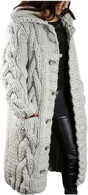 Women's Oversized Sweaters 2023 Knitted Button Loose Women Sleeve Sweater Casual Long Sleeve Crewneck Loose Long