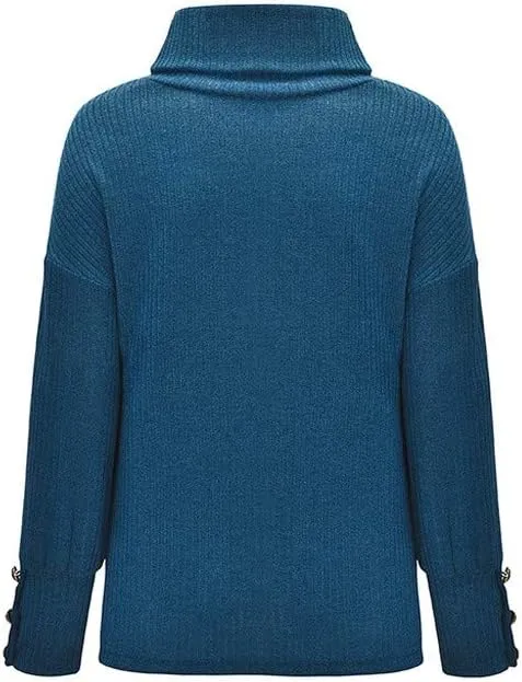 Women's Oversized Sweaters 2023 Knitted Button Loose Women Sleeve Sweater Casual Long Sleeve Crewneck Loose Long