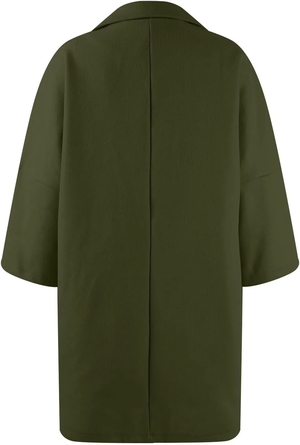 Womens Pea Coats Lapel Neck Button 3/4 Sleeve Coats Winter Double Breasted Wool Coats with Pockets