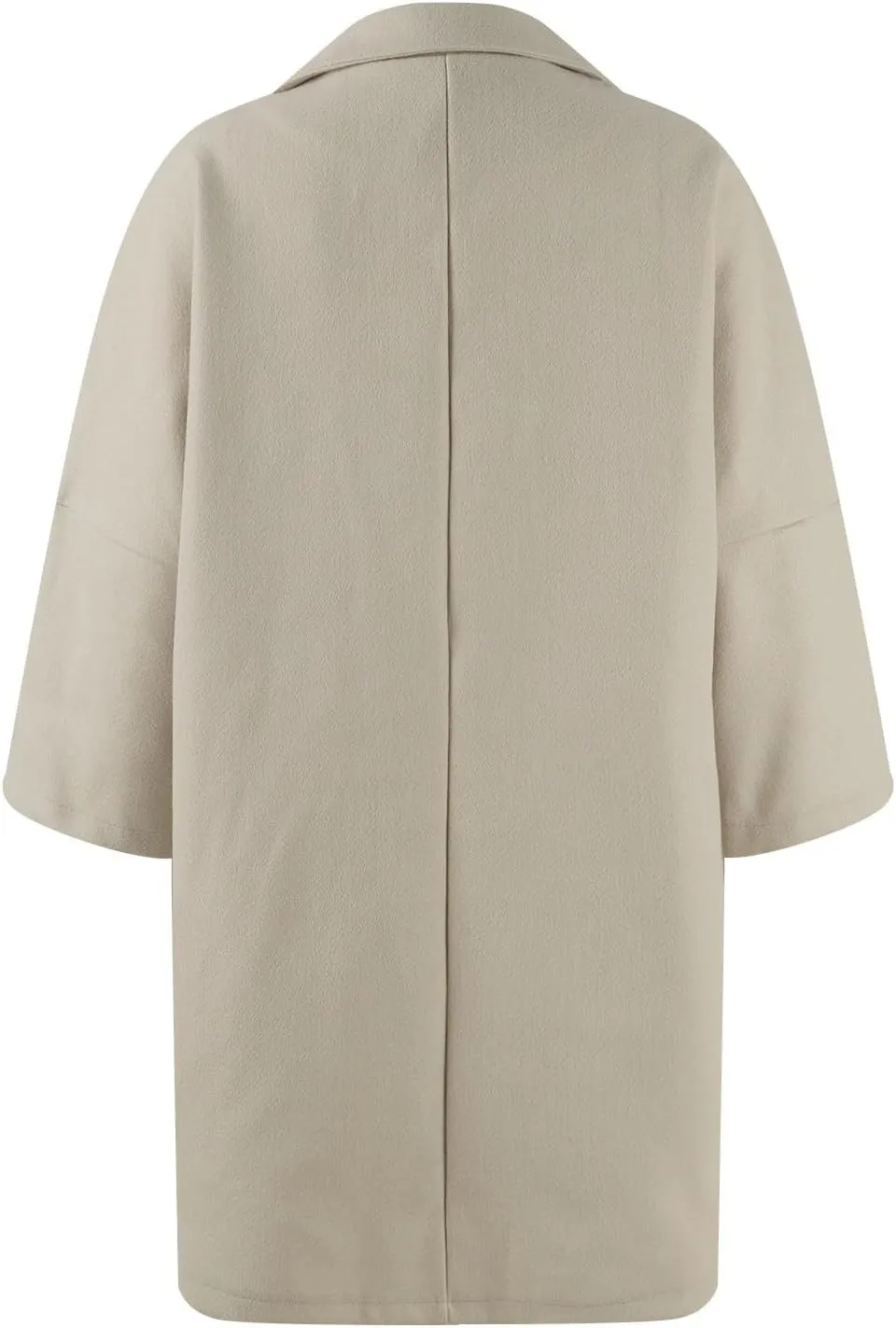 Womens Pea Coats Lapel Neck Button 3/4 Sleeve Coats Winter Double Breasted Wool Coats with Pockets